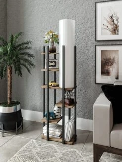 Standleuchte "Vogue" In Schwarz/ Weiß/ Natur - (B)45 X (H)160 Cm