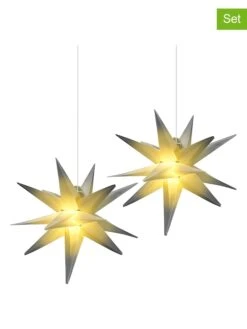 2er-Set: LED-Dekoleuchten In Grau/ Gelb - Ø 27 Cm