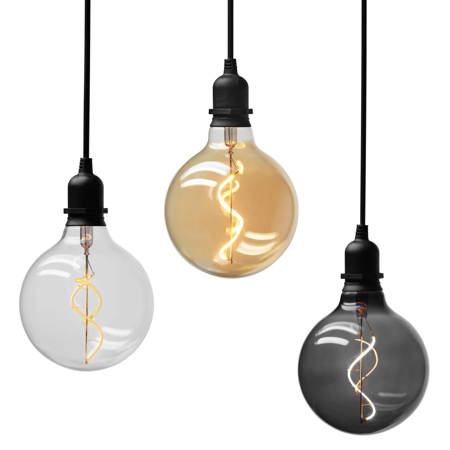 3er Set Designleuchte Glow Mit Netzstecker G In Smoky, Klar, Gold – Bild 2