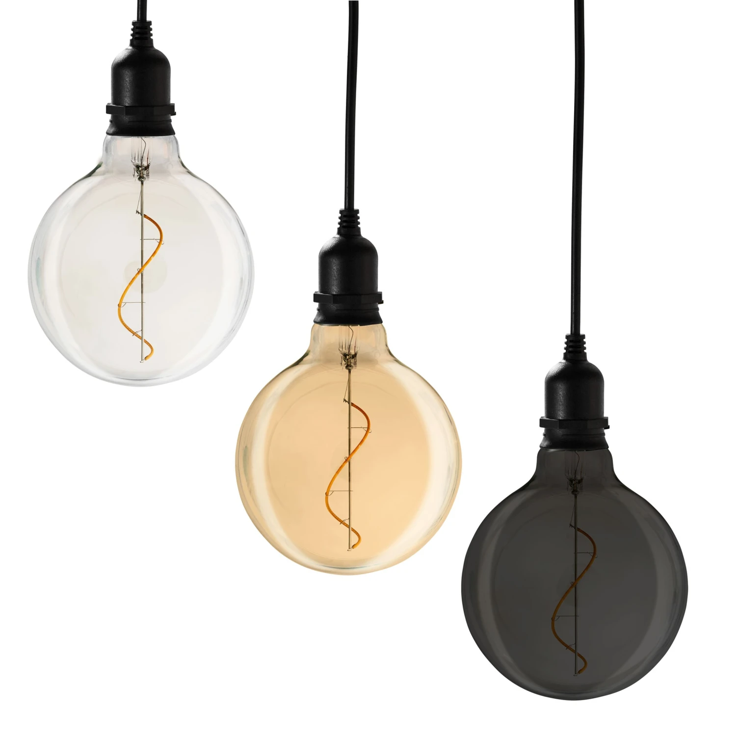 3er Set Designleuchte Glow Mit Netzstecker G In Smoky, Klar, Gold