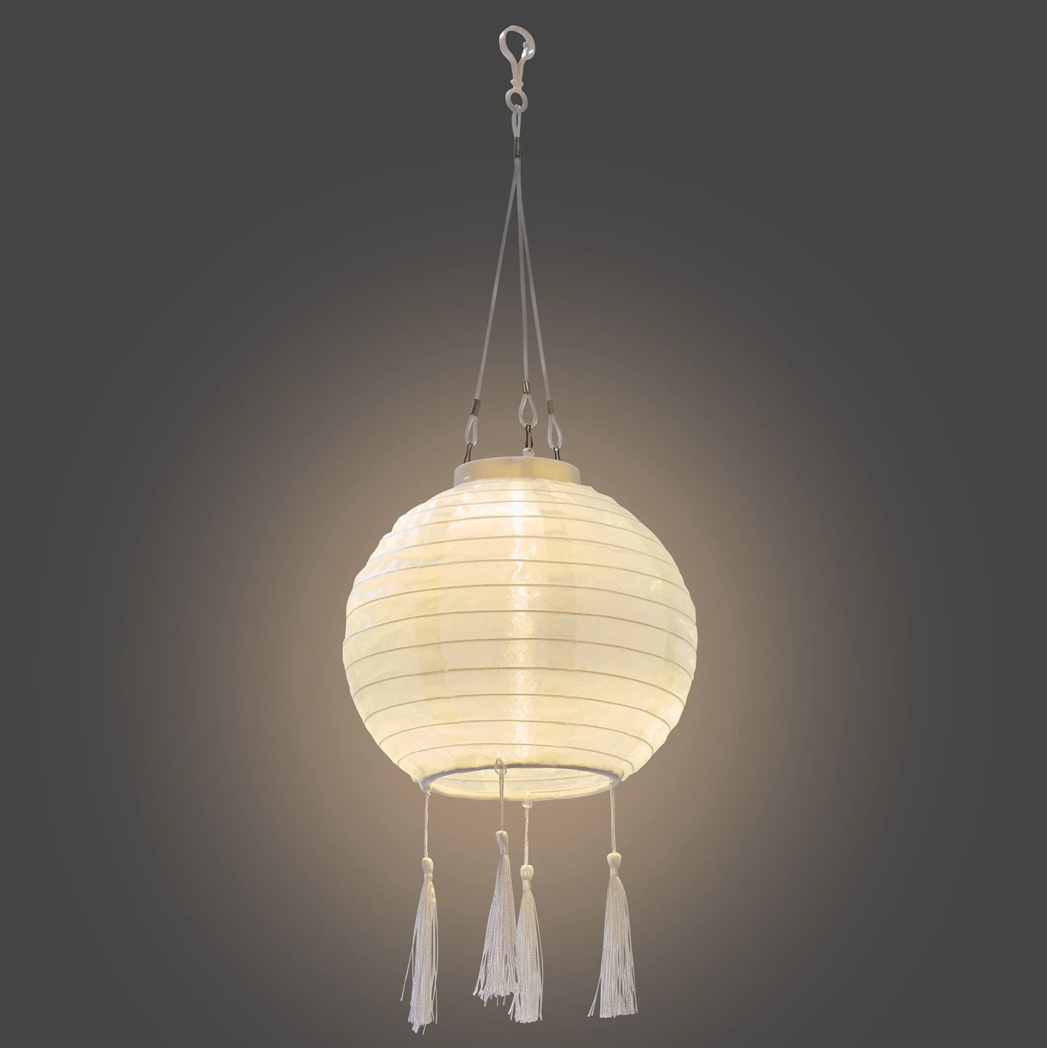 LED Lampion 2er-Set Solar Quaste Lampenkette SOLARBETRIEBEN In Weiß – Bild 2