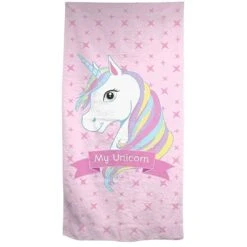 Bade-/Strandtuch Einhorn - (L) 140 Cm X (B) 70 Cm In Rosa