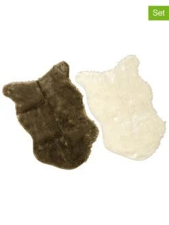 2er-Set: Dekofelle "Skoldi" In Braun/ Weiß - (L)90 X (B)69 Cm