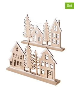 2er-Set: LED-Dekoaufsteller "Andos" In Hellbraun - (H)19 Cm