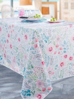 Wachstuchtischdecke "Prairie" In Rosa/ Blau/ Grün