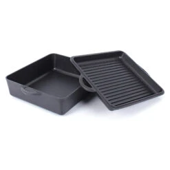 2 Tlg. Set Gusseisen Bräter Mit Deckel 6.5 L In Schwarz