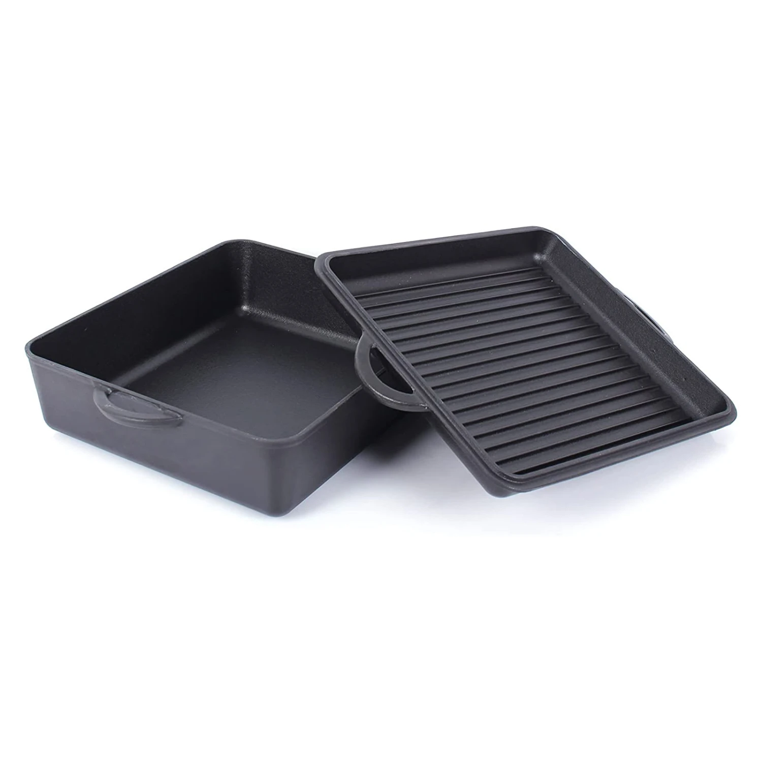 2 Tlg. Set Gusseisen Bräter Mit Deckel 6.5 L In Schwarz