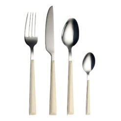 24 Tlg. Set Tafelbesteck "Basic" In Creme