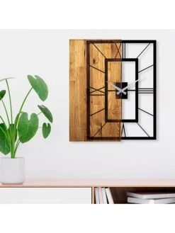 Wanduhr In Hellbraun/ Schwarz - (B)49 X (H)58 Cm