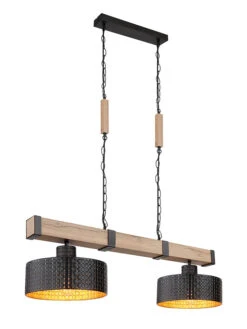 Hängeleuchte "Rielly" In Hellbraun/ Schwarz - (L)80 X (B)25 X (H)120 Cm