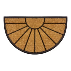 Halbrunde Kokosmatte VENTOSA Sonnendesign In Farbe Braun