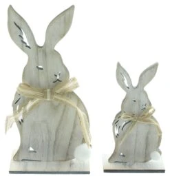 Spar-Set 2x Hase "Schleife", Höhe 18 Cm, 27 Cm In Weiß
