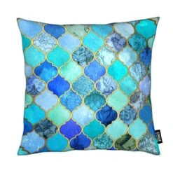 Kissen "Cobalt Moroccan Tile Pattern" In Blau & Grün