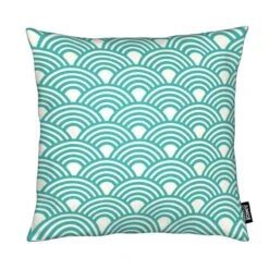 Kissen "Eastern Waves Light" In Türkis & Weiß