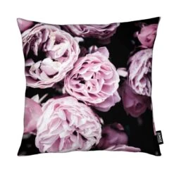 Kissen "Pink Flowers III" In Grau & Rosa