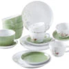 16 Tlg. Kombi-Set Für 4 Personen Serie "Wildblume" Aquarell-Grün