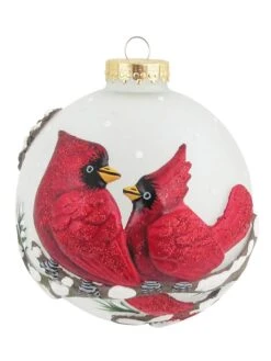 Christbaumkugel "3D-Vogel" In Rot/ Weiß - Ø 10 Cm