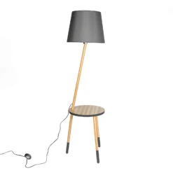 Stehlampe In Holz Grau
