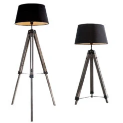 Stehlampe In Natur Schwarz