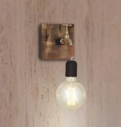 Wandlampe In Rot Holz Schwarz Messing