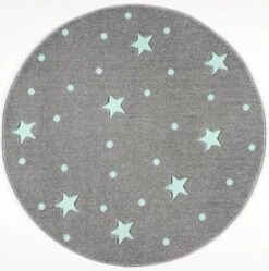 Teppich HEAVEN Silbergrau/mint Rund