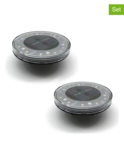 2er-Set: LED-Solar-Bodenspots "Pavy" In Schwarz - (H)3,5 X Ø 12 Cm