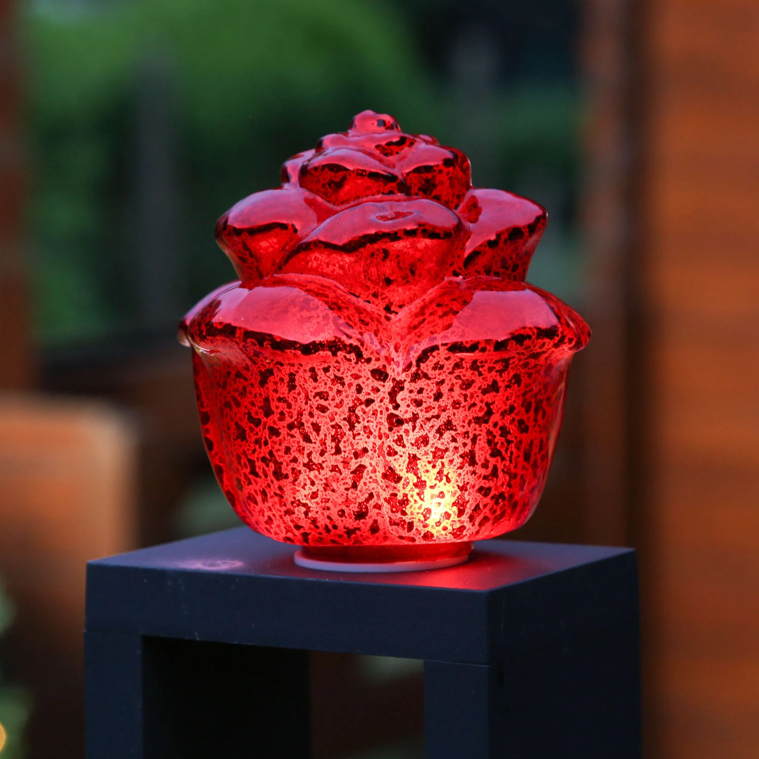 3er Set Dekorose Glas Mit LED In Rot – Bild 4