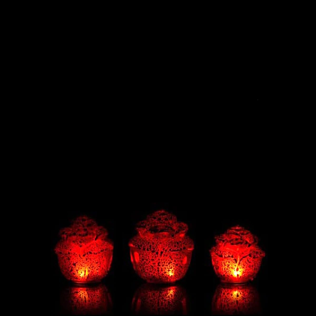 3er Set Dekorose Glas Mit LED In Rot – Bild 7