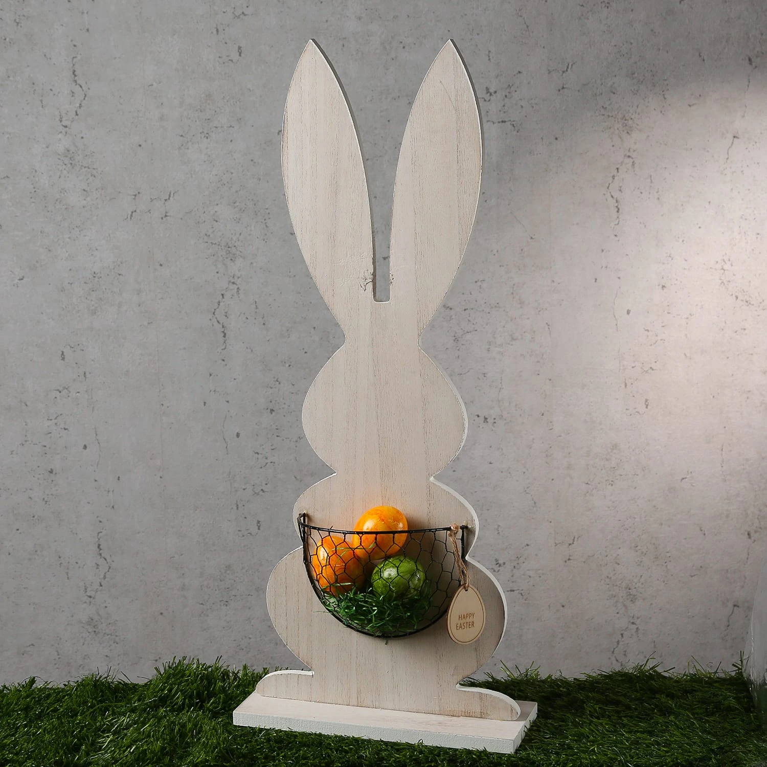 Hase Osterhase Mit Eierkorb Osterdeko H. 60cm In Weiß – Bild 2