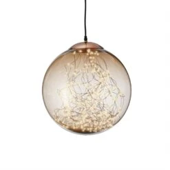 LED Kugel Mit Drahtlichterkette Hängend D: 40cm In Bernstein