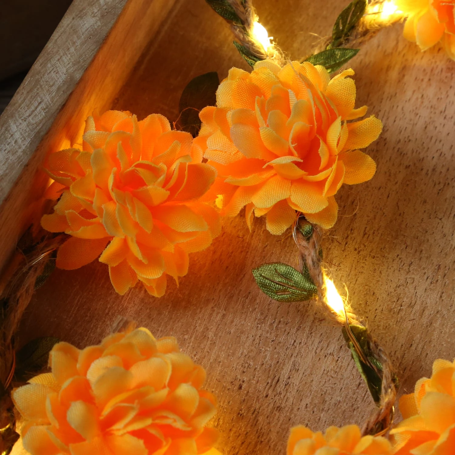 LED Lichterkette Blumen In Orange - L: 1,45m – Bild 3