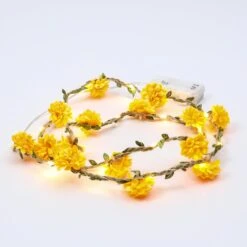 LED Lichterkette Blumen In Orange - L: 1,45m