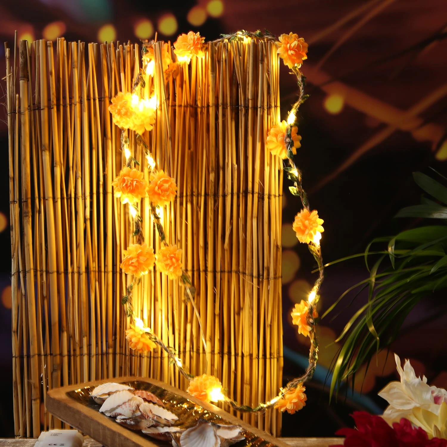 LED Lichterkette Blumen In Orange - L: 1,45m – Bild 4