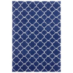 Hochflor Teppich Luna Blau Creme