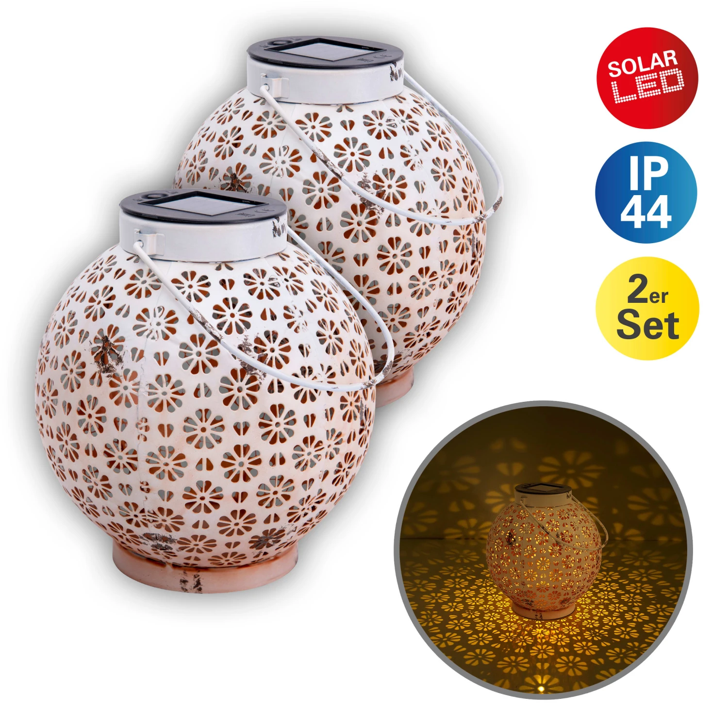 2er-Set LED Deko-Solarleuchte L/b: 18cm Weiß – Bild 5