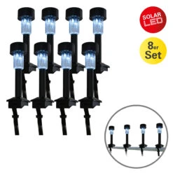 8er-Set LED Solar In Schwarz