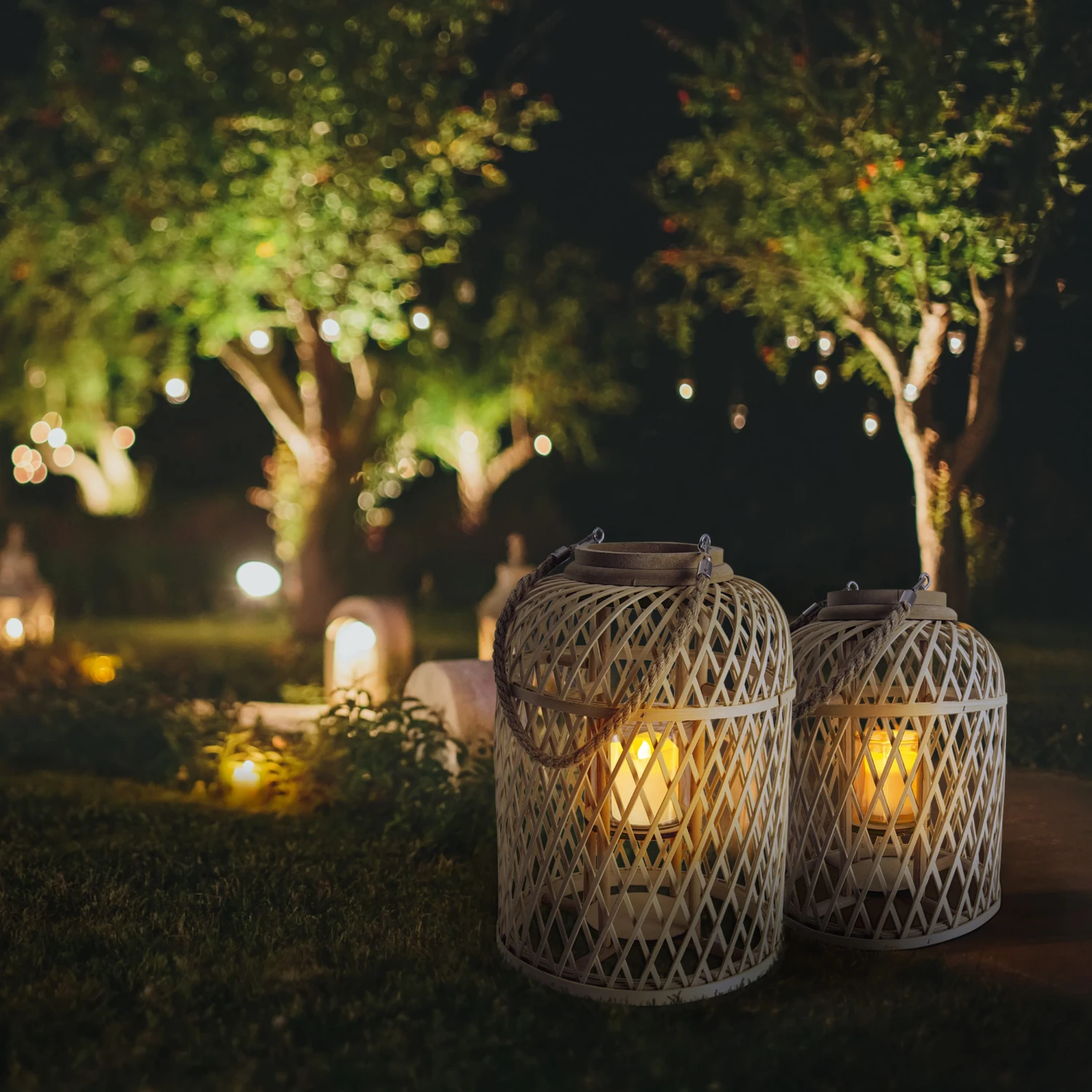 Dekoleuchte "Korb" (H) 29 Cm Incl. Solar-LED-Kerze In Braun – Bild 3