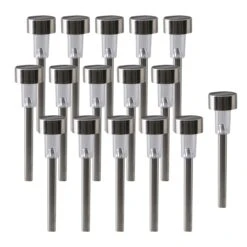 LED-Solar-Erdspieß 16er Set In Stahl-Blank