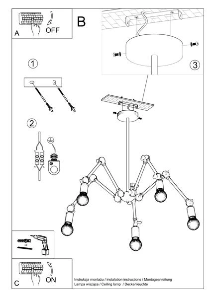 Hängeleuchte MATILDA 5 In Schwarz (L)60cm (B)60cm (H)100cm – Bild 8