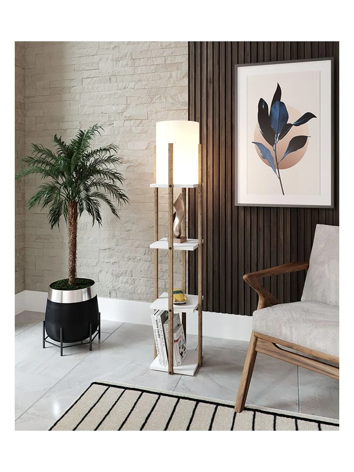 Standleuchte "Nora" In Hellbraun/ Weiß - (H)135 X Ø 21 Cm