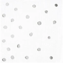 Servietten Folienaufdruck Punkte Silberr Weiß, 25 Cm, 16 Stück