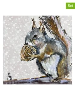 2er-Set: Servietten "Squirrel Portrait" In Braun/ Grau - 2x 20 Stück