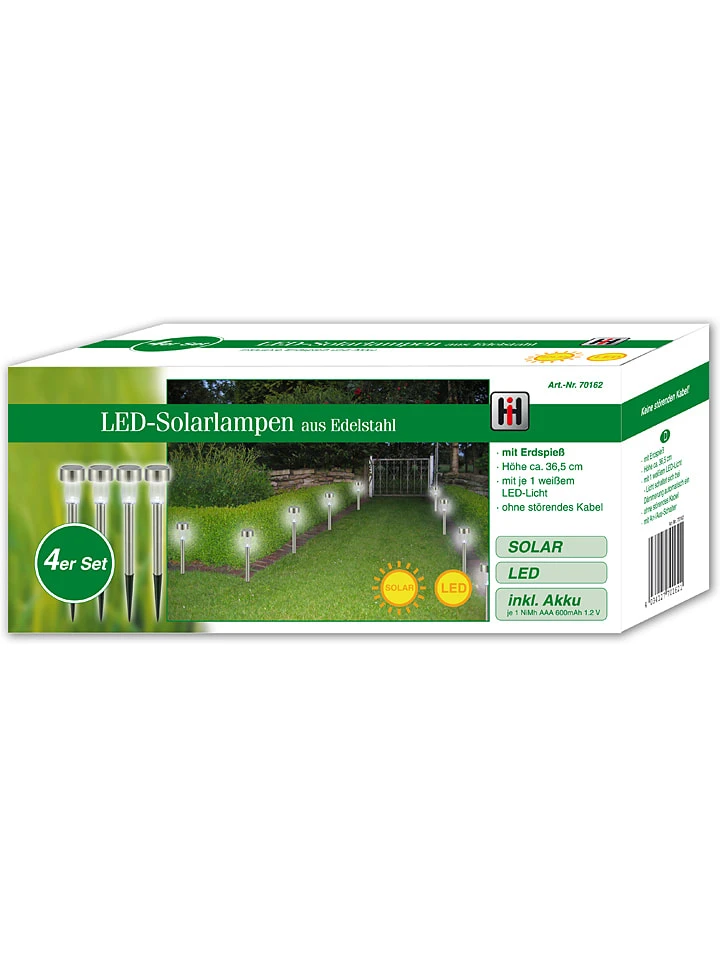 4er.Set: LED-Solar-Edelstahl-Gartenstecker - (H)36,5 Cm – Bild 2