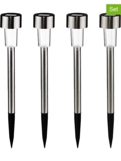 4er.Set: LED-Solar-Edelstahl-Gartenstecker - (H)36,5 Cm