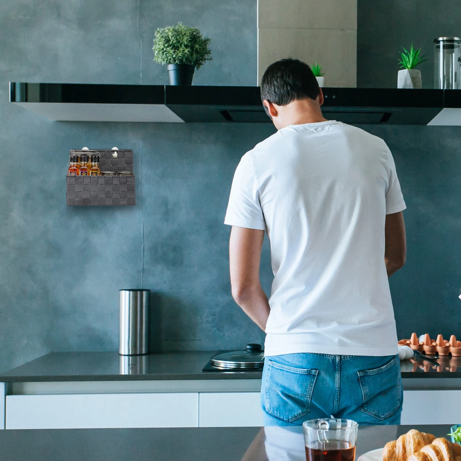 2 X Aufbewahrungskorb In Grau - (B)25x (H)20 X (T)15 Cm – Bild 2