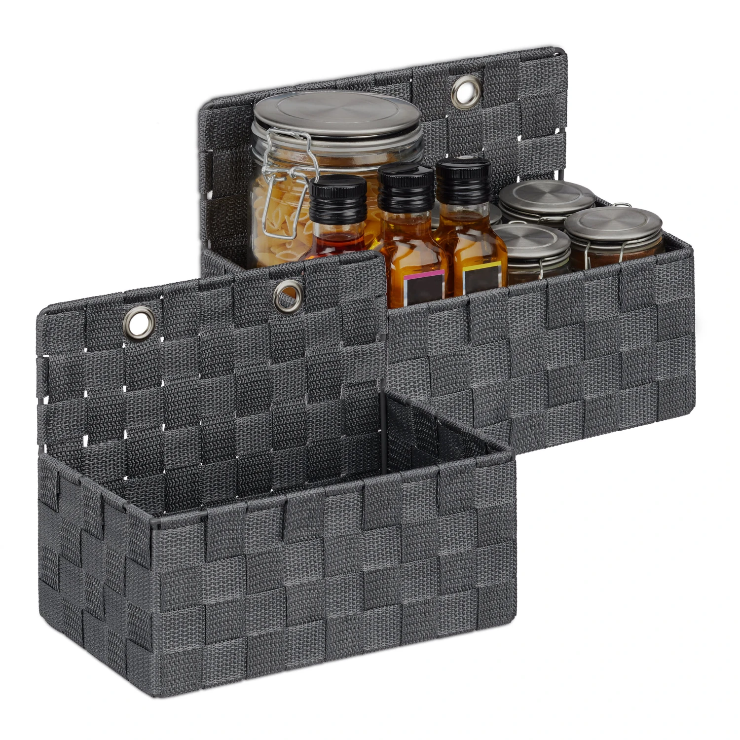 2 X Aufbewahrungskorb In Grau - (B)25x (H)20 X (T)15 Cm