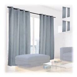 6x Verdunklungsvorhänge In Grau - (L)245 X (B)135 Cm
