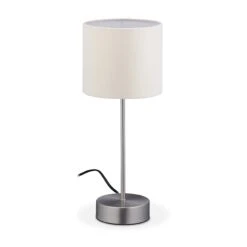 Nachttischlampe In Silber/ Creme - (H)40 X Ø16 Cm