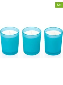 3er-Set: Duftkerzen "Aroma Naturals Modern - Spa Harmony" In Blau - 3x 52 G