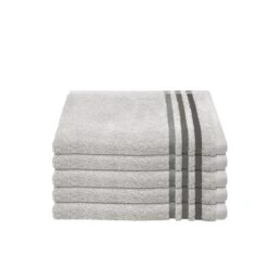 Schiesser Gästehandtuch Skyline Color 5er-Set Mit Webbordüre In Silber